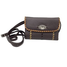 VTG Brighton crossbody wallet brown pebbled leather removable strap Y2K