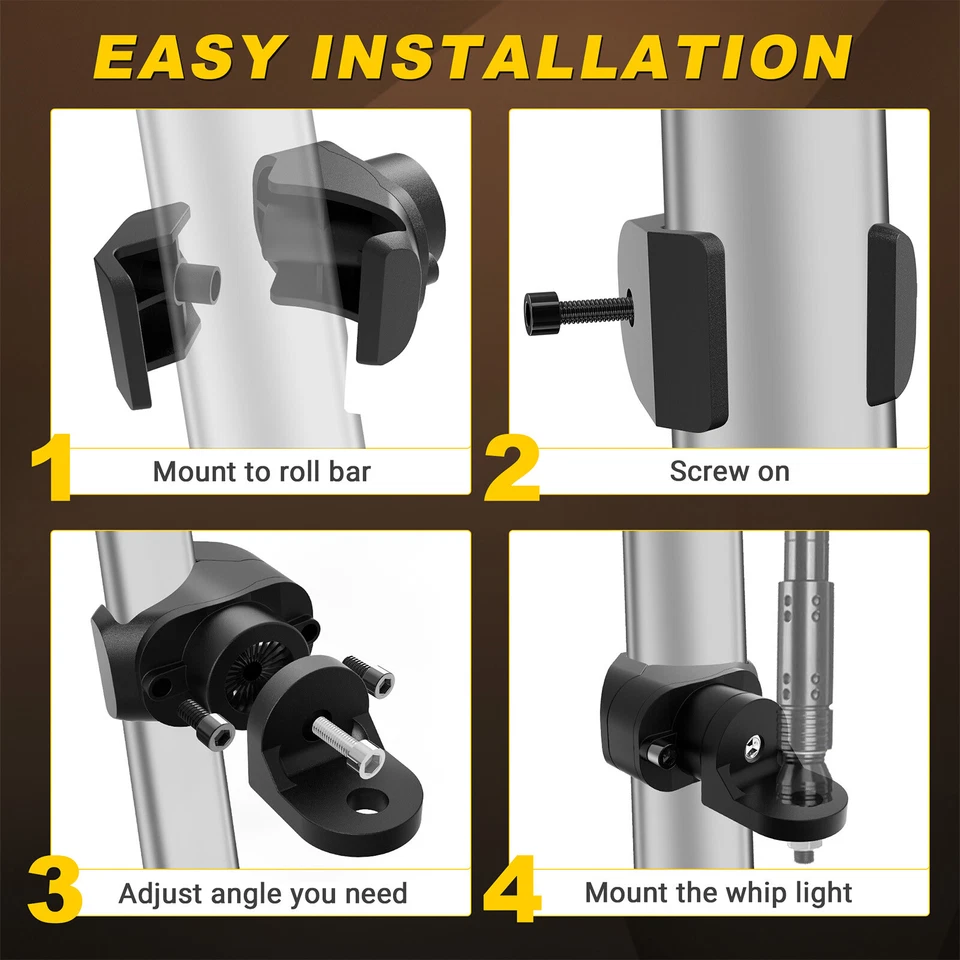 Mounting Bracket Clamp Pro-fit Cage 1.5-2" For LED Whip Lights Polaris UTV ATV - Image 4 of 4
