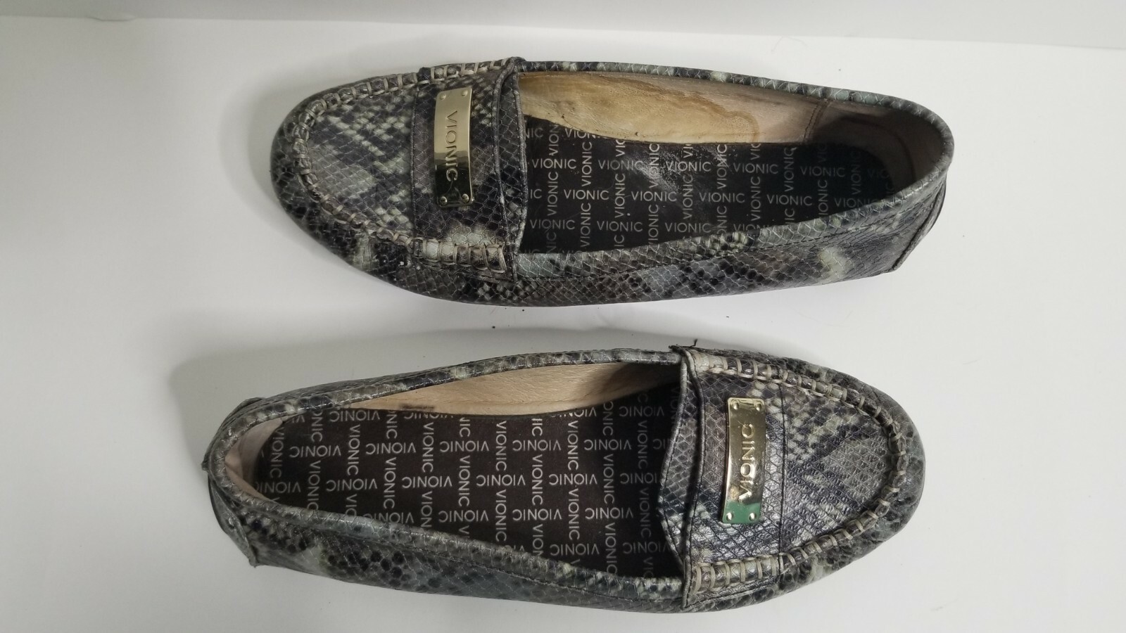 Vionic Python Snake Print Leather Slip-On Loafers… - image 2
