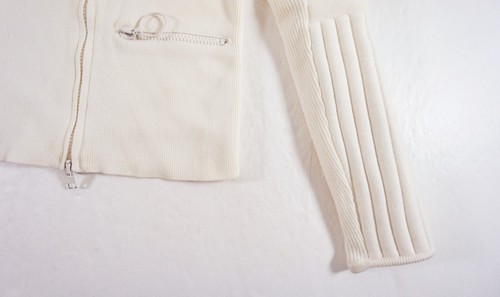 Maison Margiela Jacket Mens Small Cream Ribbed Knit Full Zip Luxury Adult FLAWS* - Picture 5 of 19