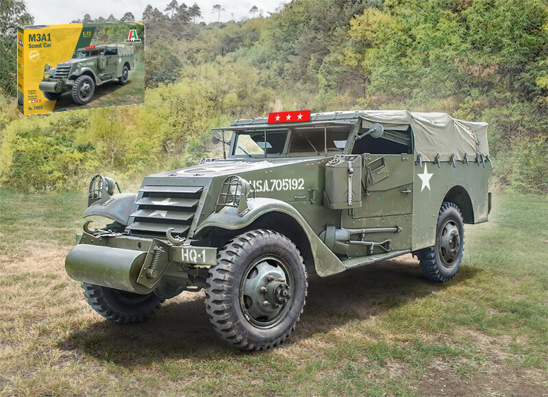 M3a1 Scout Car Plastic Kit 1:72 Model 7063 ITALERI