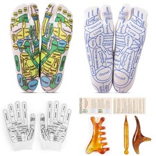Worive Reflexology Socks Set Gloves Tools, 2 Pairs Foot Massage