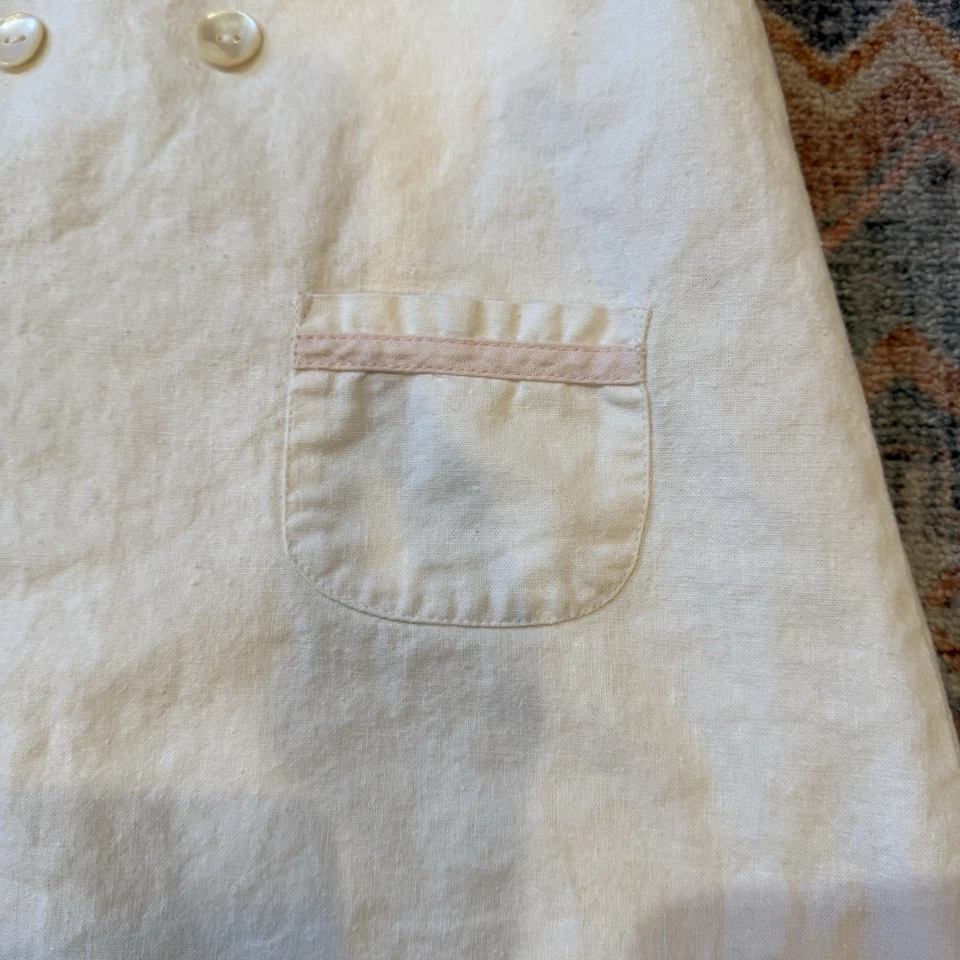 Vintage Lined Linen Cotton Girls Dress By Two Turtle Doves Sweet Potatoes Size 6 - Image 4 of 4