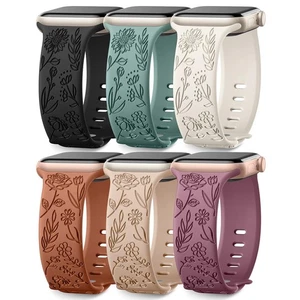 6 Pack Floral Engraved Bands Compatible with Apple Watch Bands 44mm for Women...