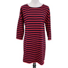 Tommy Hilfiger Dress Womens Large Red Blue Stripe Back Zip T-shirt Stretch Knit