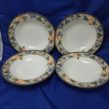 Mikasa Intaglio Garden Harvest 9" Soup Bowls Lot of 4 CAC29 Dishwasher Safe
