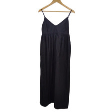 Quince Women 100% Organic Cotton Sleeveless Maxi Dress Black S