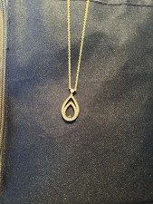 CZ by Kenneth Jay Lane Pendant Necklace Gold NWT Gift Jewelry Dual Teardrop