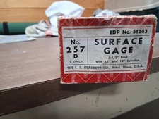Starrett No. 257D Surface Gage, 3.5" Base with 12" and 18" Spindles, Made in USA