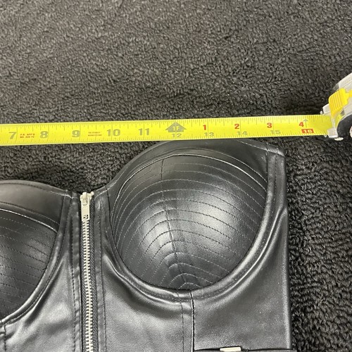 Charlotte Russe Korsett Top Damen M schwarz Bustier Frontreißverschluss Kunstleder Y2K - Bild 4 von 9