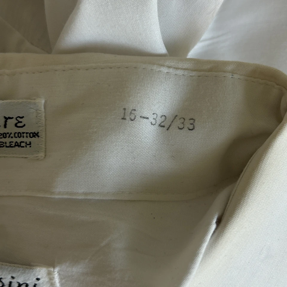 Camisa de vestir Oleg Cassini vintage blanca plateada para hombre talla 16 32/33 Foto 4 de 4