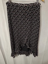 Vintage 100 Silk Polka Dot Flowy Midi Skirt Size 12 High Lo Fairy Grunge Y2K