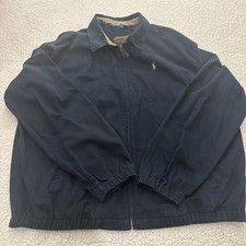Vintage Polo by Ralph Lauren Navy Cotton Harrington Zip  Up Jacket Size XL EUC