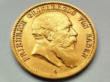 10 Mark BADEN Friedrich I. 1905 (G) .900 Goldm&uuml;nze, J#190, vorz&uuml;glich in Kapsel