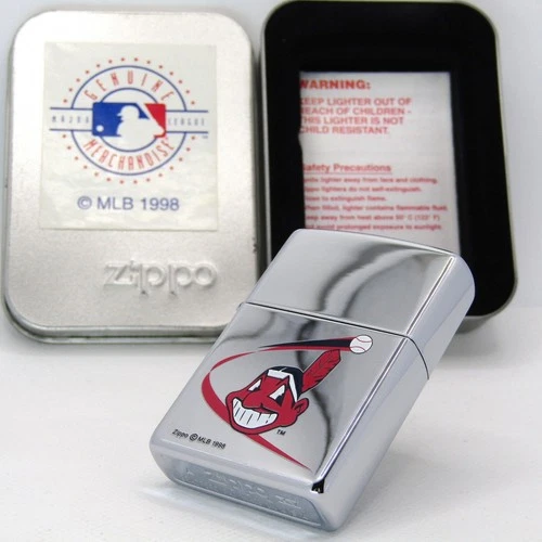 MLB Cleveland Indians Chief Wahoo Zippo Oil Lighter 1999 MIB Rare