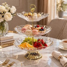 Image of Luxury 3 Tier Dessert Stand Plastic Glass Style | Cake Cupcake Fruit Display