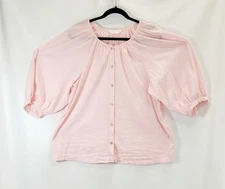 Women’s LC Lauren Conrad Raglan Sleeve Button Front Top Size M Pink