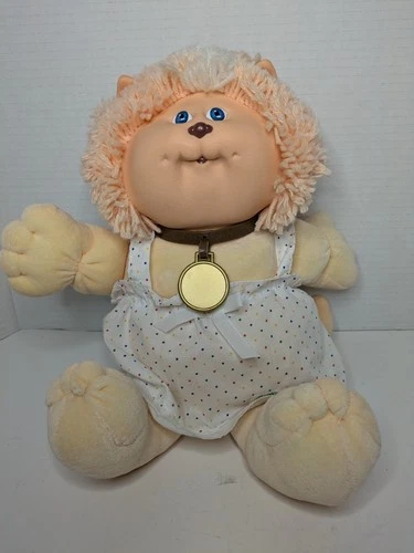 VTG 1983 Coleco Cabbage Patch Kids Koosas 15" Cat Lion Plush Doll Dress Necklace