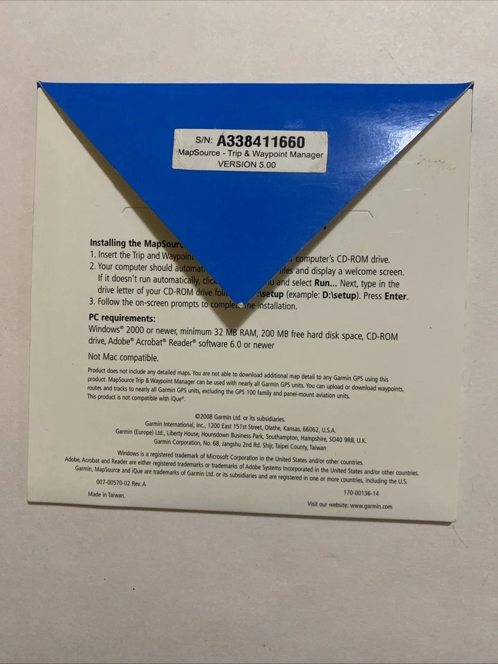 Garmin MapSource Trip & Waypoint Manager CD v5.0 Works W/ Windows 2000 XP 7 - Image 3 of 4