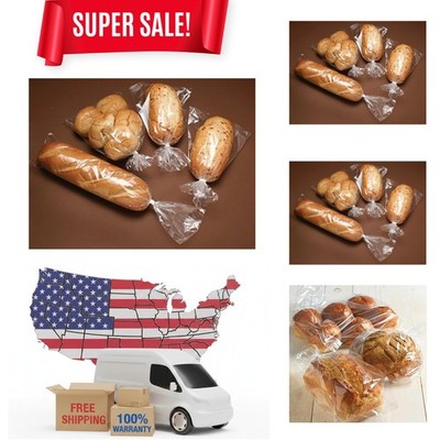 Bread Bags - 6x3x15'' Gusset Style Poly Bags - Pack of 100 with 100 Free Bread...