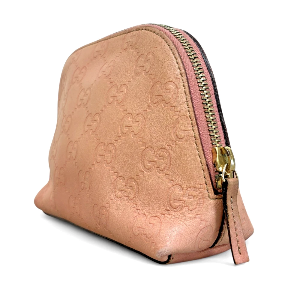 GUCCI GG Lona Guccissima Bolso Cuero Rosa 141810 USADO Italia Auténtico Foto 2 de 4