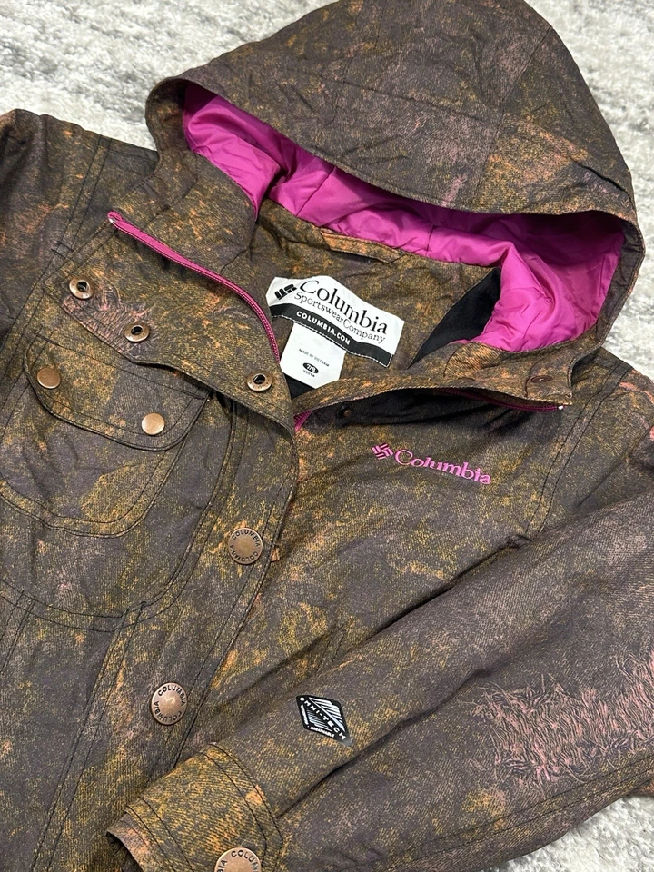 Columbia Traje de Nieve Juvenil 7/8 Camuflaje Galaxy Rust Omni Tech Con Capucha Una Pieza Esquí Foto 3 de 4