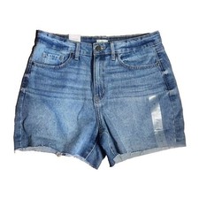 Dip Jean Shorts New NWT Womens Size 12 Solid All Blue High Rise Denim Pockets