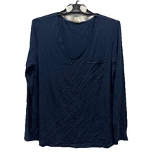 NWT Size L Soma Women Cool Nights Long Sleeve V-Neck Pajama Top Nightfall Navy