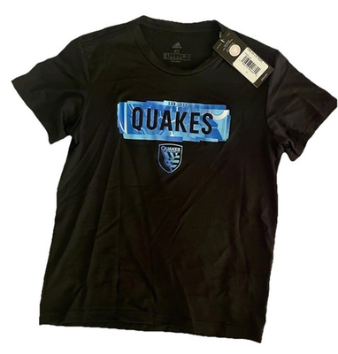 #ad Womens ADIDAS Black San Jose Earthquakes Quakes Logo T Shirt Tee MLS Size XS NEW $9.98