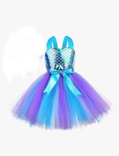 Tutu Kids Rainbow Mermaid Party Dress Holiday Birthday Princess Shiny Tulle  