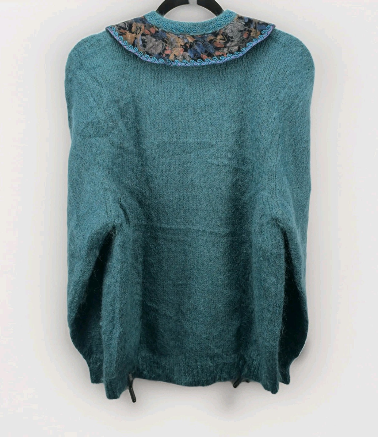 Oris Vintage Mohair Strickjacke Cardigan Damen Gr. XL It 48 Blau Grün Italy image 6
