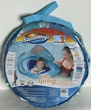 NEW Baby Pool Float Spring Float with Sun Canopy & 50 UPF  BLUE 9-24 Months