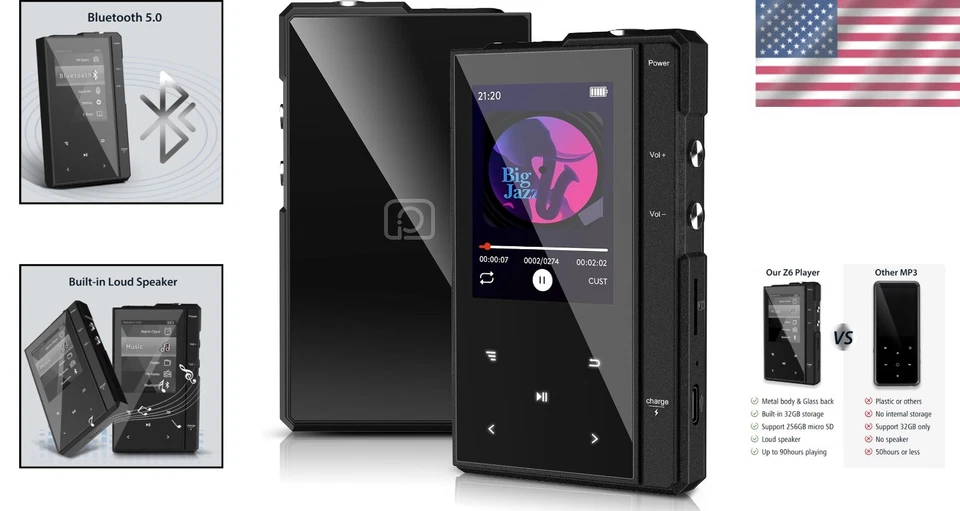 Sleek 96GB MP3 Player with Bluetooth 5.0 & Long Battery Life - Stylish Design - Image 2 of 4