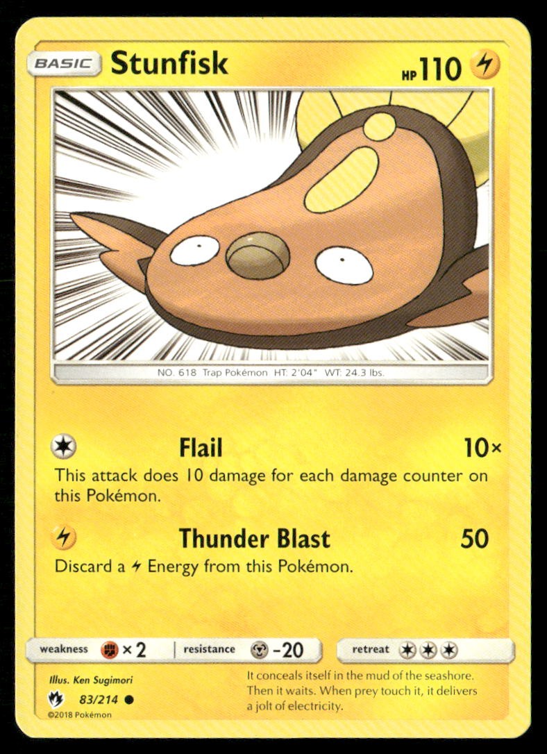 Stunfisk 83/214 Common Lost Thunder Pokemon Near Mint