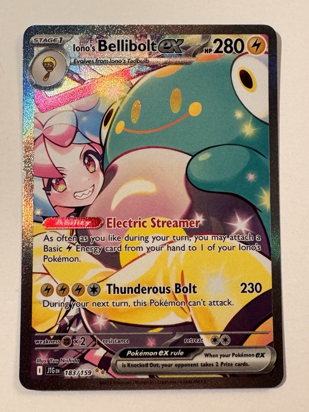 Iono's Bellibolt ex 183/159 JTG SIR Full Art Holo Eng 2025 Pokemon TCG