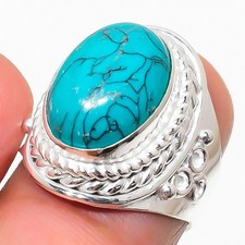 Green Turquoise Gemstone Handmade 925 Sterling Silver All Size Ring For Gift