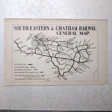 Original 1903 South Eastern and Chatham Railway General Map