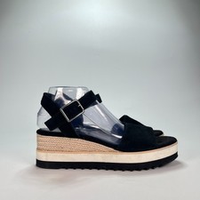 TOMS Diana Black Beige Espadrille Platform Comfort Wedge Sandal Women’s Size 10