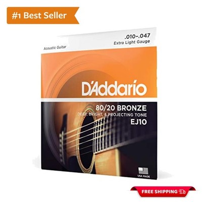 D'Addario EJ10 6-String Set, Extra Light 10-47,  Acoustic Guitar Strings