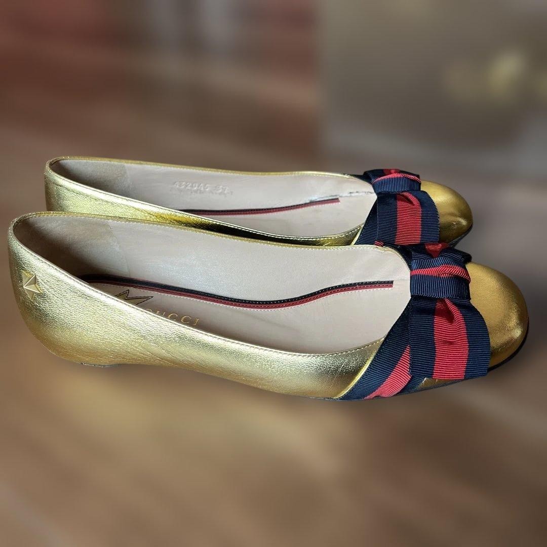 Gucci Ribbon Flat Shoes Gold Star Design Size 37 US About 7 For Women thumbnail 20