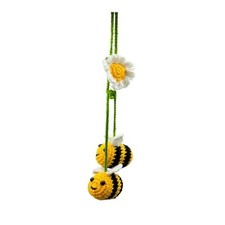 Crochet Car Mirror Hanging Accessories, Handmade Knitted Rear View Mirror Bee