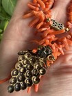 Antique Victorian Brass Grape Natural Branch Coral Necklace old Jewelry — photo 5