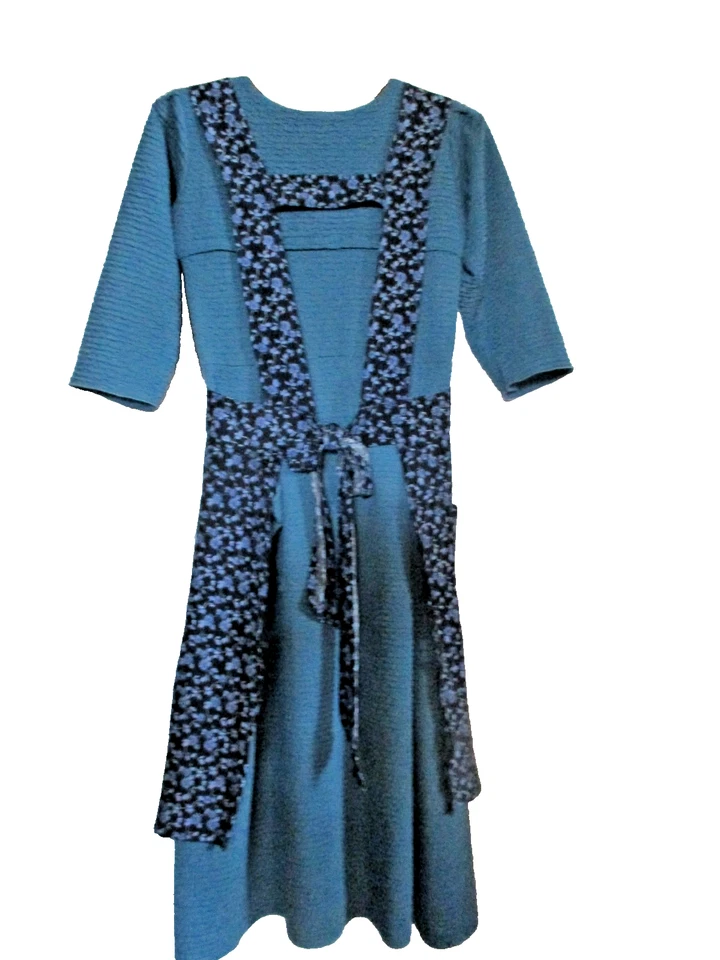 Vestido/Delantal Amish Niñas 30" Busto/24" Cintura Hecho a Mano Azul Disfraz Juega B-6 Foto 3 de 3