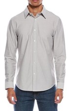 Theory Sylvain Long Sleeve Dress Shirt Mens Size 17R 32-33 Gray Business Attire