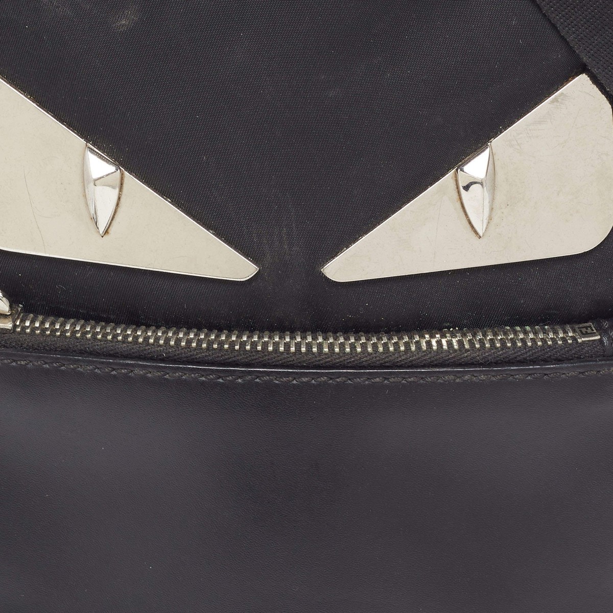 Fendi Monster Black Leather and Nylon Sling Bag | eBay