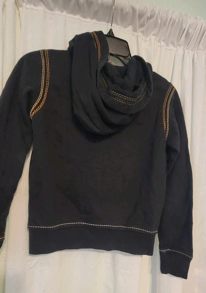 True Religion Sudadera con Capucha Cosida Cuádruple Talla L Juvenil Negra Con Herradura Amarilla Foto 3 de 4