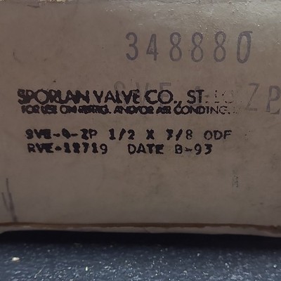 Sporlan 9VE-6-ZP Expansion Valve Brass Copper 1/2 x 7/8 ODF RVE-18719 1993