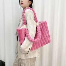 Damen Flauschig Schultertasche Tasche Winter Kunstpelz Handtasche Fell Groß Süß