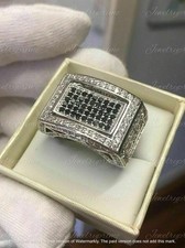 2.50Ct Round Lab Created Diamond Wedding Cluster Ring Men's 14K White Gold Over