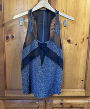 Lululemon Women’s 4 If You're Lucky Tank Heathered Gray Black Mesh Running Yoga